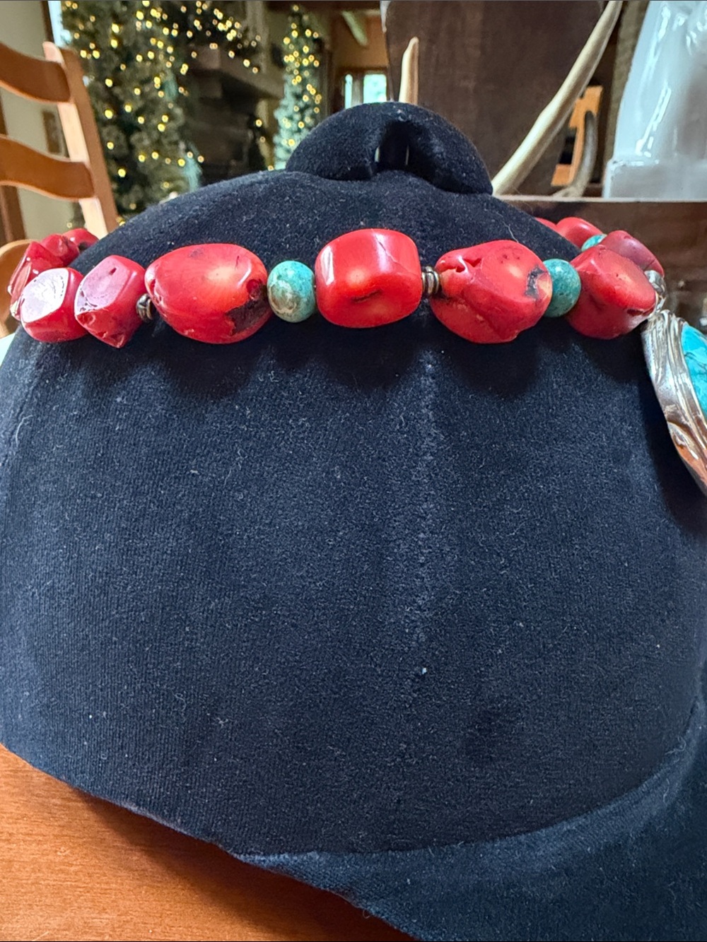 BARSE -Show stopper!! Chucky Coral, Turquoise ‘ Sterling silver necklace - Picture 8 of 11